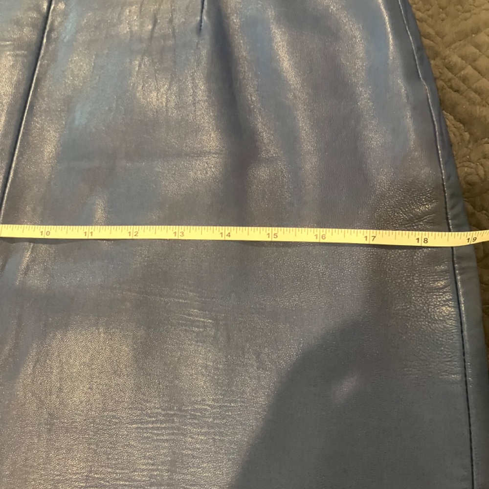 Blue Leather Skirt - Picture 6 of 8
